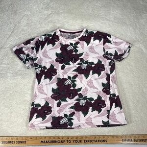 Eighty Eight Brand Pink Floral Skeleton Hand Graphic Tee Shirt Womens Large L